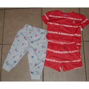 NEW NWT Boys Sz 18 Months Shirt, Shorts & Pants 3 Pc Colorful Sailboat Theme Set